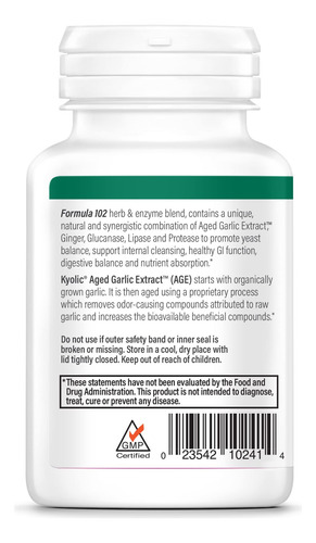Suplemento Kyolic Aged Alho Extract Formula 102 100 Capsul - Imagem 2