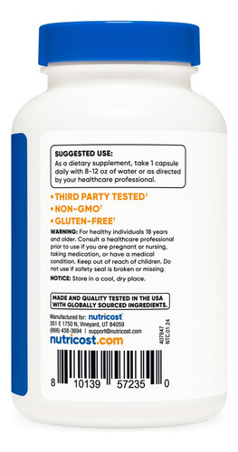 Suplemento Nutricost Vitamin B Complex 462mg 120 Cápsulas - Imagem 4