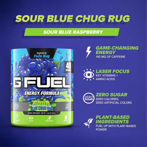 G Fuel Faze Rug Energy Powder Sem Açúcar Suplemento De Caf - Imagem 12