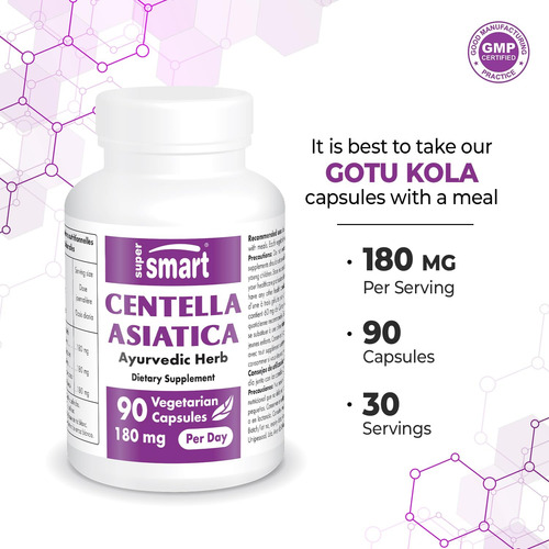 Suplemento Supersmart Centella Asiatica 180mg 90 Cápsulas - Imagem 4