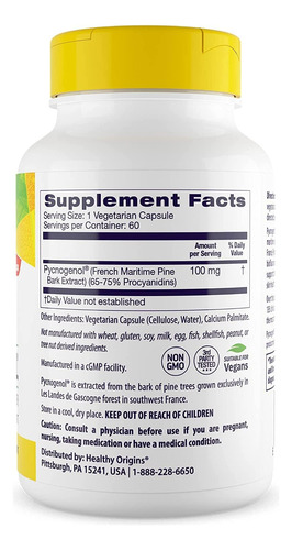 Healthy Origins Pycnogenol 100 Mg Extrato Da Casca De Pinho - Imagem 7