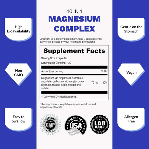 Suplemento De Magnésio Upnourish - Complexo De Magnésio De 1 - Imagem 14