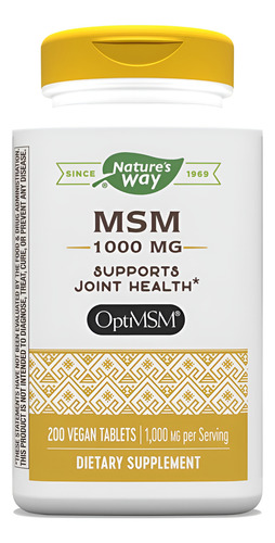 Natures Way Msm 1000 Mg Optimsm 200 Qualidade Premium