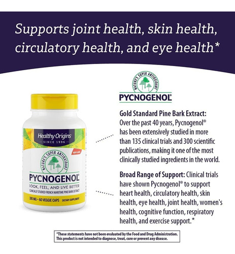 Healthy Origins Pycnogenol 100 Mg Extrato Da Casca De Pinho - Imagem 6