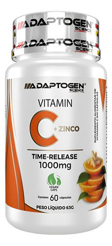 Vitamina C + Zinco Vit C 1000mg Adaptogen 60 Caps