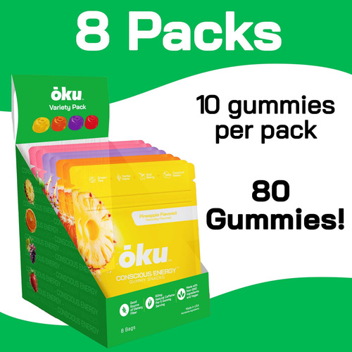 Oku Energy Chews Pacote De Variedade De 8 - Cafeína Natural - Imagem 4