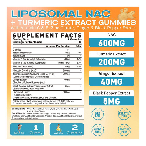 Nac Lipossômico Gummies 600mg Suplemento De N-acetil Para E - Imagem 2