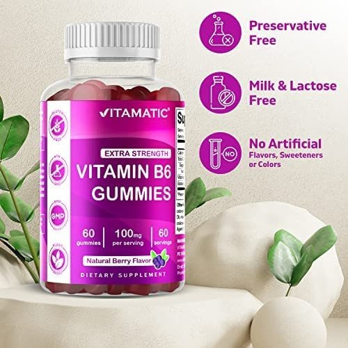 Vitamina B6 100 Mg Sabor De Frutas Vermelhas 60 Gominhas - Imagem 3