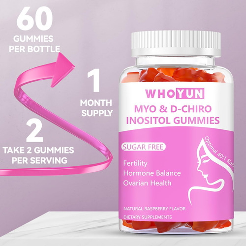 Whoyun Inositol Gummies Sem Açúcar Myo-inositol E D-chiro I - Imagem 7