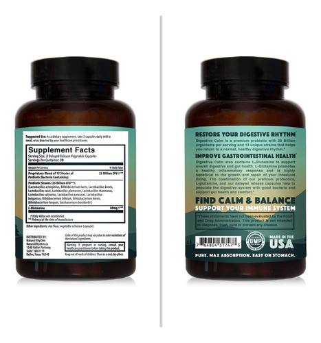 Probiótico Calmante Digestivo De Ritmo Natural (mais L-gluta - Imagem 2