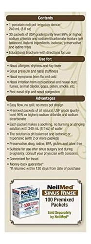 Neilmed Classic Porcelain Neti Pot Green Com 30 Pacotes Pré - Imagem 7