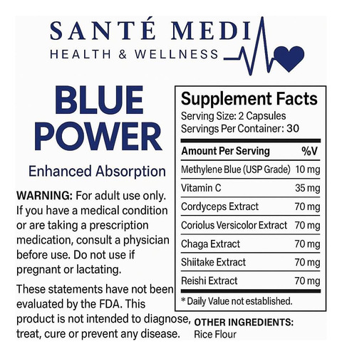 Sante Medi Blue Power Methylene Blue (grau Usp) Grau 60 Com - Imagem 9