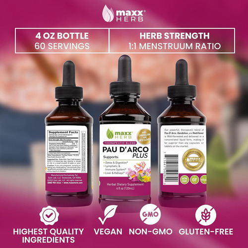 Extrato De Maxx Herb Pau Darco Com Raiz De Dente De Leão E - Imagem 5
