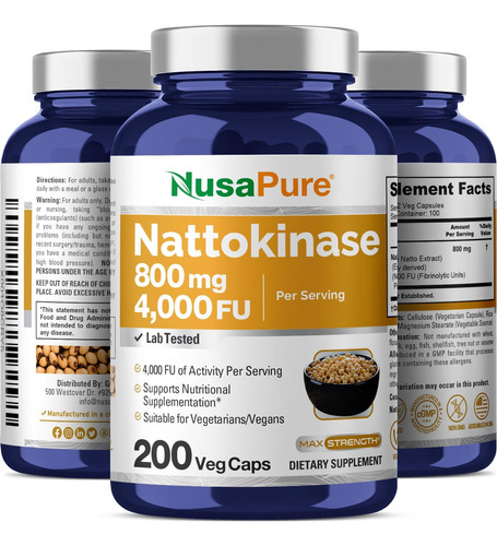 Nusapure Nattokinase 4000 Fu 800mg 200 Cápsulas Vegetais (v - Imagem 3