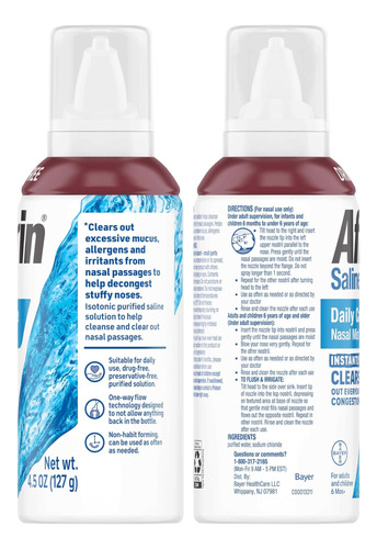 Afrin Saline Nasal Spray Twin Pack 100% Sem Drogas Solução - Imagem 2