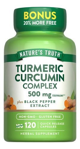 Suplemento Nature's Truth Curcumina De Cúrcuma 500 Mg 120 Cá