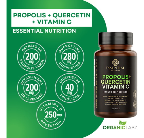 Propólis + Vitamin C + Quercetina 60caps Essential Imunidade - Imagem 3