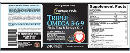 Puritan's Pride Premium Triplo Ativo Ômega 3-6-9 - Imagem 2