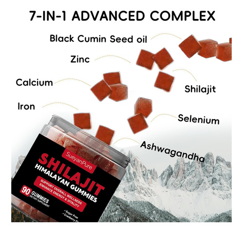 Pure Himalaia Shilajit Gummies Ishwagnadha Óleo De Semente - Imagem 4
