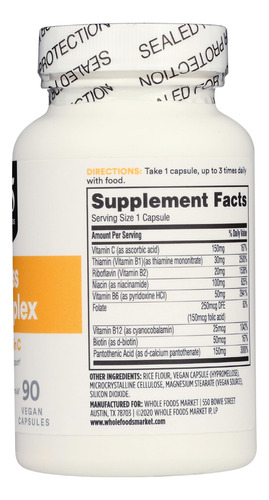 Suplemento 365 Da Whole Foods Market Vitamin B Stress Comple - Imagem 7