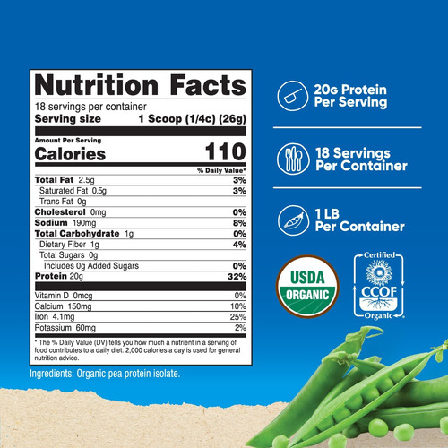 Proteína Orgânica De Nutricost Organic Pó (1 Lb) Sem Sabor - - Imagem 2