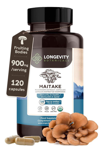Longevity Botanicals Cápsulas De Cogumelo Maitake Orgânico -