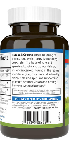 Carlson - Luteína E Verdes 20 Mg Suporte À Visão E Função - Imagem 2