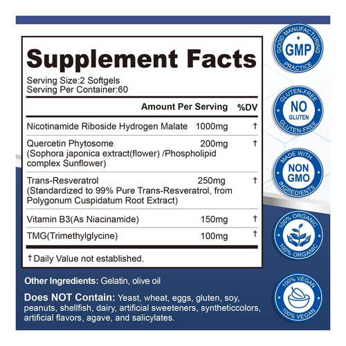 Nad Suplemento Softgels 1700mg Suplementos De Nad Para E De - Imagem 6