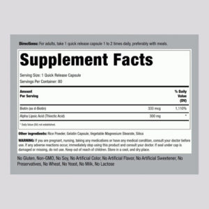 Ácido Alfa-lipoico Da Piping Rock 300 Mg Plus Optimizador