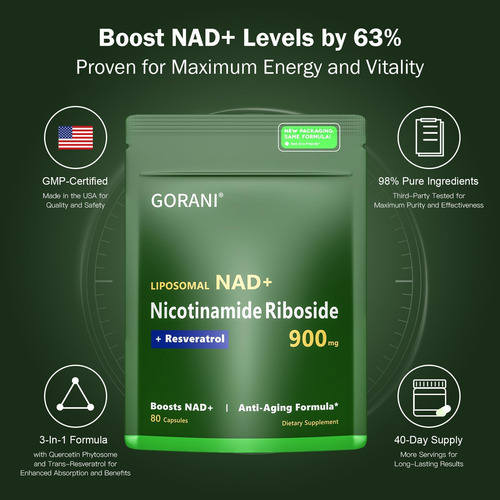 Gorani Nad+ Suplemento 900mg Ribosídeo De Nicotinamida Res - Imagem 6