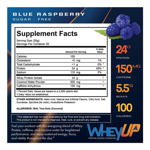 Pó De Proteína Isolada Do Soro Transparente Azul 1 Kg - Imagem 3