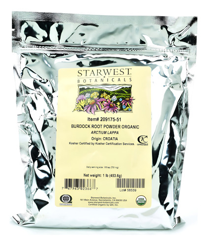 Pó De Raiz De Bardana Starwest Botanicals 1 Libra