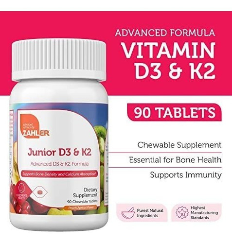 Zahler Junior Vitamina D3 + K2 Tabletes Mastigáveis - Imagem 3