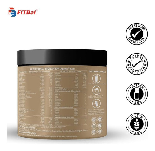 Fitbal Belgian Chocolate Vegan Plant Powder Para Cuidados Co - Imagem 3