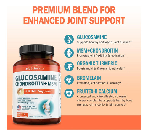 Suplemento De Suporte À Articulação De Glucosamina Msm De E - Imagem 4