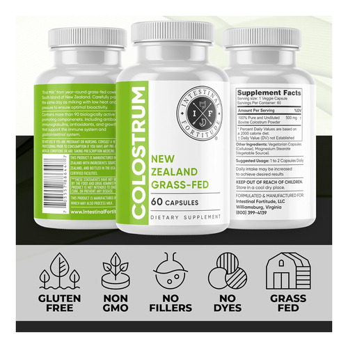Fortitude Intestinal 100% Cápsulas De Colostro De Vacas Alim - Imagem 3