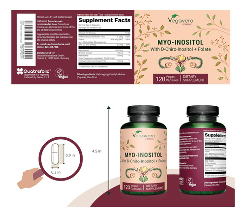 Vegavero Myo-inositol E D-chiro Inositol Equilíbrio Hormon - Imagem 2