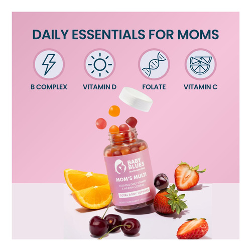 Baby Blues Womens Multivitamin Gummies Energia Diária Humor - Imagem 3