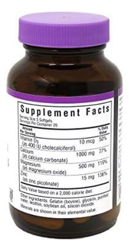 Bluebonnet Cálcio Magnésio Zinco Com Vitamina D3 Suplemento - Imagem 6