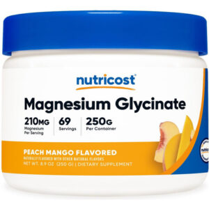 Pó De Magnésio Glicinato Nutricost Sabor Manga Pêssego
