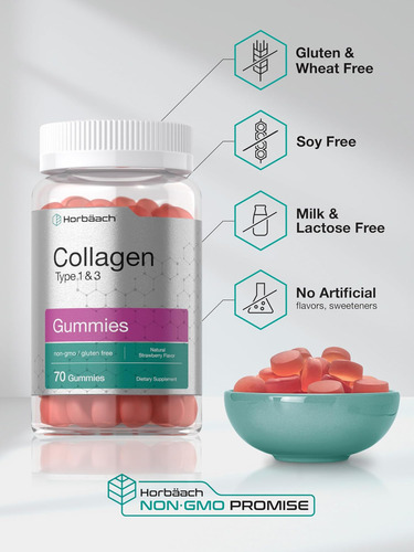 Gomas De Colágeno Horbäach 70 Unidades Com Vitamina A - Imagem 3