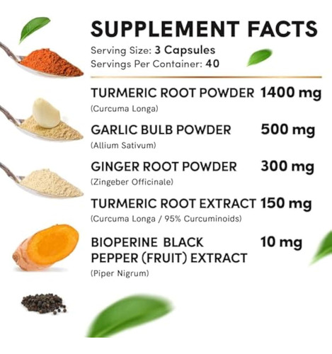 Suplementos 4 Em 1 De Açafrão E Alho Com - Imagem 4