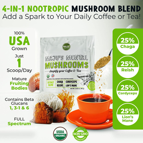 Suplemento Maju Superfoods Extrato De Cogumelo Mental Em Pó - Imagem 2