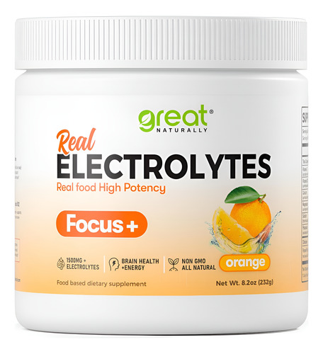 Ótimo Foco Natural + Eletrólito Nootrópico Laranja: Hidrataç