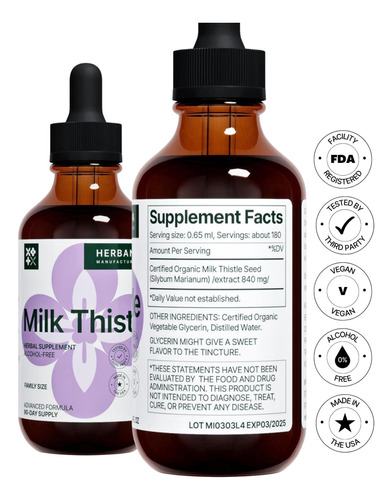 Extrato Líquido De Cardo De Leite 4 Fl Oz Suporte Natural De - Imagem 2