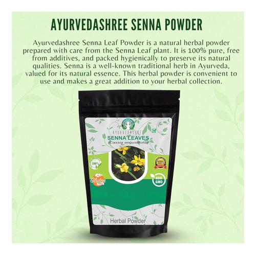 Ayurvedashree Senna Folha Em Pó 100 Gm I Cassia Angustifolia - Imagem 3