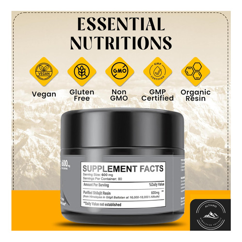 Altiano Shilajit Pure Himalaia Resina 100% Autêntica Foco E - Imagem 3