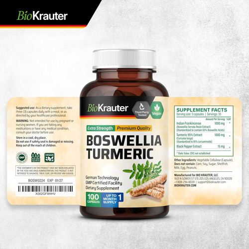 Suplemento De Cúrcuma Bio Krauter Com Cápsulas De Extrato De - Imagem 7