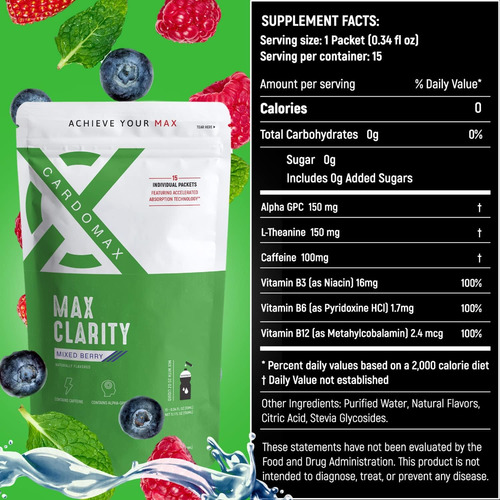 Cardomax Max Clarity Nootropics Brain Support Suplemento Caf - Imagem 5