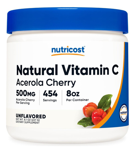 Nutricost Vitamina C Natural Em Pó (cereja Acerola) (8 Onças